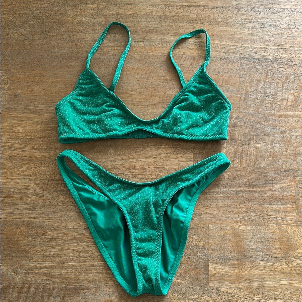 Triangl Swimwear Green Sparkle Bikini Set